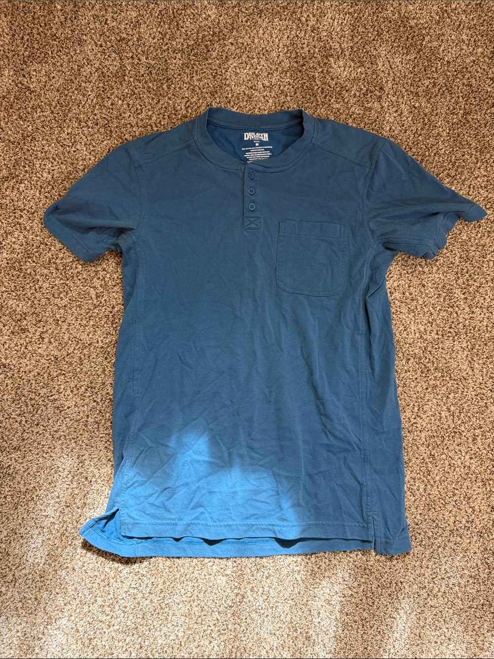DL1961 Men's Teal Blue Short-Sleeve Henley with Chest Pocket